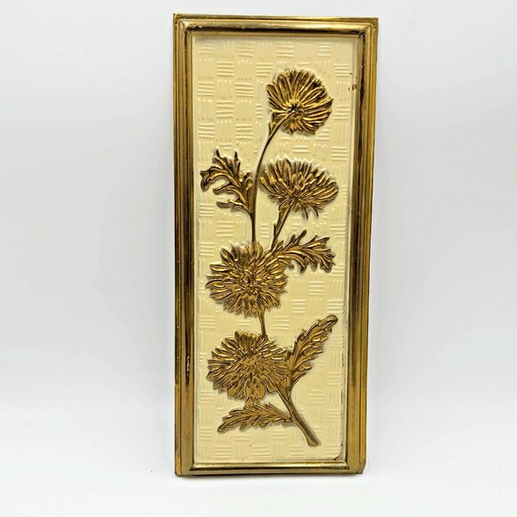 Elpec Brass Plaques-Floral Designs-14.75 In x 6.625 In. x4 Mid Century England - Picture 12 of 16